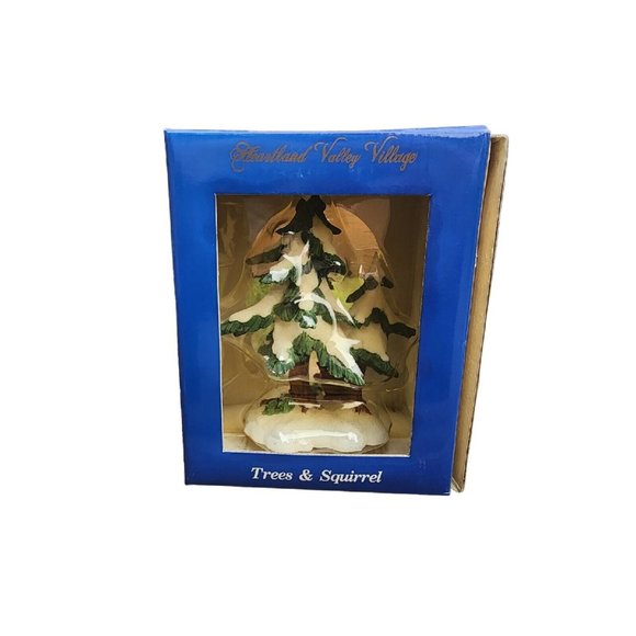 Heartland Valley Village Trees and Squirrel Snow Christmas Model Decor Box 5.5" - Picture 1 of 11